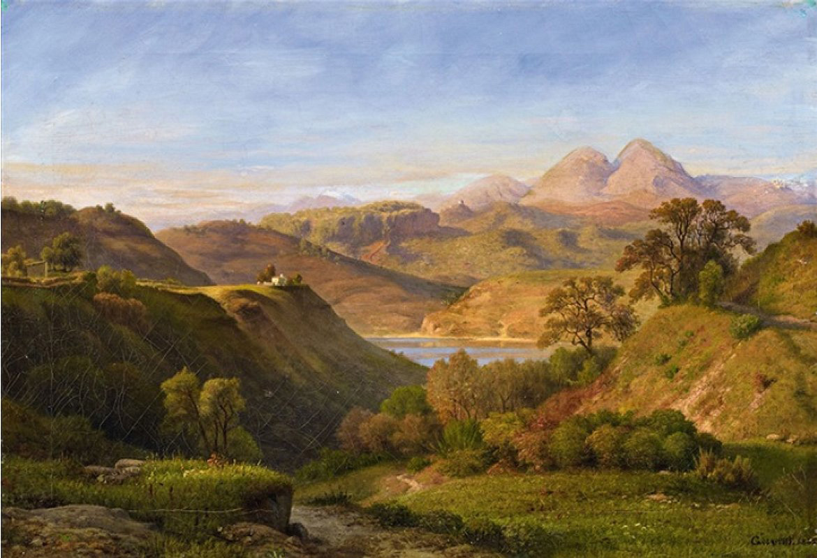 italian landscape with lake nemi
